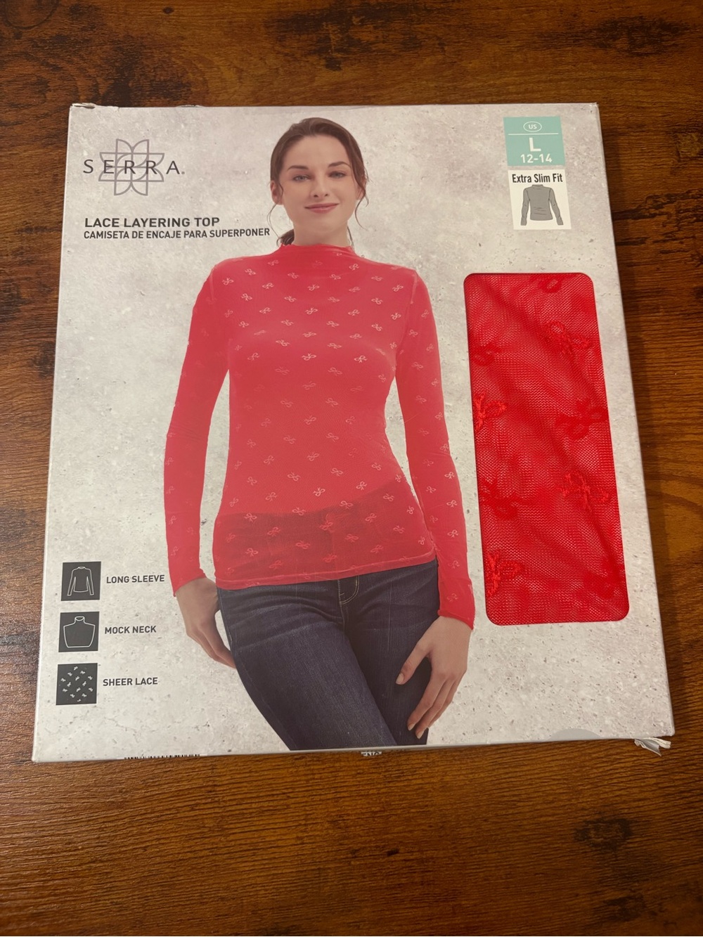 Serra Red Lace Layering Mock Neck Top